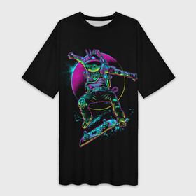 Платье-футболка 3D с принтом SKATEBOARDER IN SPACE в Курске,  |  | planet | skateboard board | skateboarder | space | spacesuit | космос | планета | скафандр | скейтбордист | скейтбордовая доска