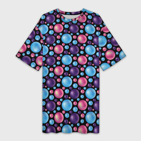 Платье-футболка 3D с принтом Разноцветные яркие объемные шарики в Курске,  |  | 3d | 3d дизайн | гео | девочке | детский | женский | красочный | летний | мальчику | молодежный | мужской | объемный | объемный дизайн | объемный шар | петтерн | разноцветный | розовый | синий | сиреневый