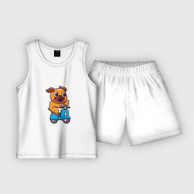 Детская пижама с шортами хлопок с принтом Бульдог на мотороллере в Курске,  |  | animals | dog | бульдог | гав | друг | животные | мотороллер | мотоцикл | пёс | питомец | собака | собачка | щенок