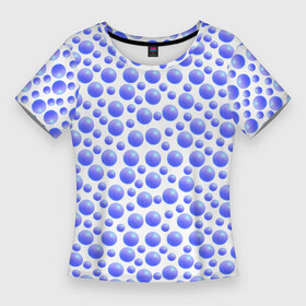 Женская футболка 3D Slim с принтом Мелкий голубой несимметричный горох в Курске,  |  | 3д | горох | горошек | неон | несимметричный | подсветка | рандомный | сфера | шар