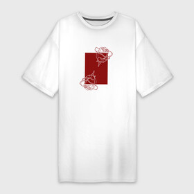 Платье-футболка хлопок с принтом розы с красным прямоугольником в Курске,  |  | геометрия | природа | розы | силуэт | цветы