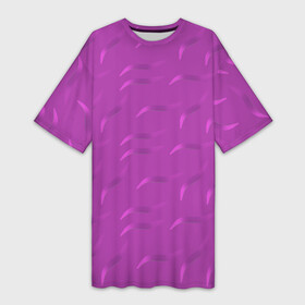 Платье-футболка 3D с принтом Узор из блестящих волнистых линий в Курске,  |  | абстракция | линии | листики | несимметричный | рандомный | сиреневый | узор | фиолетовый