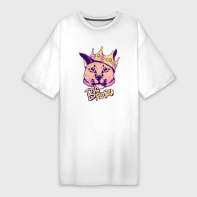 Платье-футболка хлопок с принтом Da big floppa rapper в Курске,  |  | big floppa | cat | da big floppa | flop | гоша | гоша rapper | король флопа | котик | шлёпа