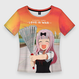 Женская футболка 3D Slim с принтом Love is war Госпожа Кагуя в Курске,  |  | love is war | аниме | анимешники | тян | тянка | цубамэ коясу