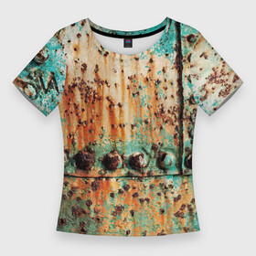 Женская футболка 3D Slim с принтом Искусство коррозии металла  Rust в Курске,  |  | corrosion | fashion | metal | rivet | rust | texture | заклёпка | коррозия | металл | мода | ржавчина | текстура