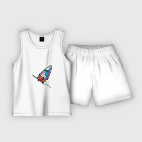 Детская пижама с шортами хлопок с принтом windfoxer в Курске,  |  | Тематика изображения на принте: fox | windsurfer | windsurfing | виндсёрфинг | лиса | серф