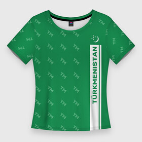 Женская футболка 3D Slim с принтом Turkmenistan TM (Турменистан) в Курске,  |  | ashgabat | turkmenistan | ашхабад | зелёный блокнот | туркменистан | туркмения