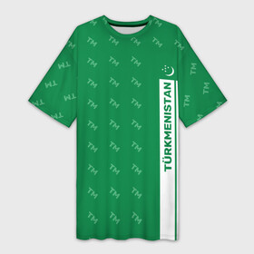 Платье-футболка 3D с принтом Turkmenistan TM (Турменистан) в Курске,  |  | ashgabat | turkmenistan | ашхабад | зелёный блокнот | туркменистан | туркмения