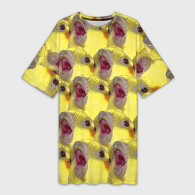 Платье-футболка 3D с принтом Попугай Корелла Орёт  Мем в Курске,  |  | животные | корелла | мем | попугай | попугай кричит | птицы