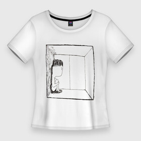 Женская футболка 3D Slim с принтом грустяш у окна в Курске,  |  | Тематика изображения на принте: sad | sadandart | грустяш | грустяш грустит | грустяш у окна