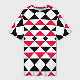 Платье-футболка 3D с принтом Geometric shapes triangles в Курске,  |  | Тематика изображения на принте: geometric shapes | triangles | геометрический узор | красный и черный | современный | треугольники