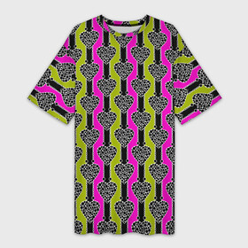 Платье-футболка 3D с принтом Striped multicolored pattern Сердце в Курске,  |  | hearts | multicolored pattern | striped | в горошек | полосатый узор | сердце | черные полосы