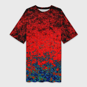 Платье-футболка 3D с принтом Абстрактный узор мраморный красно синий в Курске,  |  | marble | red and blue | абстрактный узор | красный мрамор | мраморный узор | текстура камня