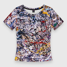 Женская футболка 3D Slim с принтом Холст забрызганный краской  Fashion trend в Курске,  |  | abstraction | art | fashion | paint | splashes | vanguard | абстракция | авангард | брызги | искусство | краска | мода