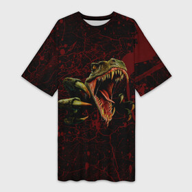 Платье-футболка 3D с принтом Динозавр  ПОТЕКИ КРОВИ в Курске,  |  | dino | dinosauria | t rex | ti rex | turok | дино | динозавр | парк юрского | т рекс | ти рекс | чудовище | юрский период | ящер | ящерица