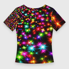 Женская футболка 3D Slim с принтом COLORFUL COLOR STARFALL в Курске,  |  | abstraction | beautiful | colorful pattern | starfall | starry | абстракция | звездный | звездопад | красиво | красочный узор