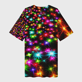Платье-футболка 3D с принтом COLORFUL COLOR STARFALL в Курске,  |  | abstraction | beautiful | colorful pattern | starfall | starry | абстракция | звездный | звездопад | красиво | красочный узор
