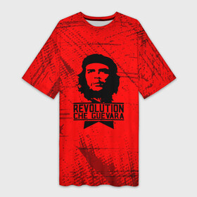 Платье-футболка 3D с принтом Че Гевара  на красном фоне в Курске,  |  | anarchy | che | che guevara | comandante | hasta la victoria siempre | анархия | гевара | до победы всегда | историческая личность | комунист | куба | революция | социализм | фидель кастро | че | че гевара | эрнесто