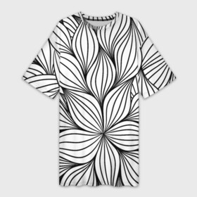 Платье-футболка 3D с принтом Бесконечные Белые Листья в Курске,  |  | endless | leaves | summer | white | белый | бесконечные | букет | лето | листья | природа | растение | флора