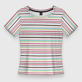 Женская футболка 3D Slim с принтом Полоски светлые на белом фоне в Курске,  |  | абстрактные | абстракция | геометрия | классика | классические | нейтральные | спокойные | узор | узоры