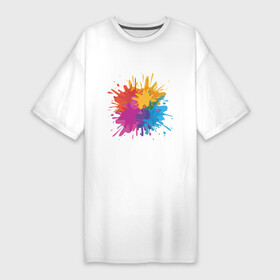 Платье-футболка хлопок с принтом Paint splashes в Курске,  |  | брызги | искусство | краски | пятна | разноцветные