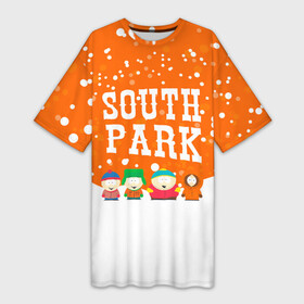 Платье-футболка 3D с принтом Южный Парк  краска  крапинки в Курске,  |  | south park | sp | батерс | баттерс | гарисон | кайл брофловски | картман | кеннет | кенни | маккормик | марш | мистер | ренди | саус парк | сауспарк | стэн | стэнли | твик | эрик | южный парк | юп