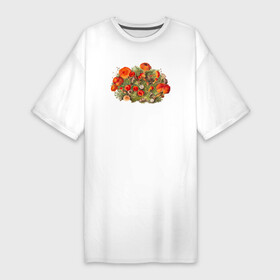 Платье-футболка хлопок с принтом Study of Mushrooms в Курске,  |  | ботаника | винтаж | грибы | картина | классика | книга | минимализм | природа | флора | цветы