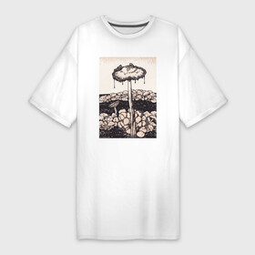 Платье-футболка хлопок с принтом Dripping Mushroom в Курске,  |  | ботаника | винтаж | грибы | картина | книга | минимализм | природа | флора | цветы