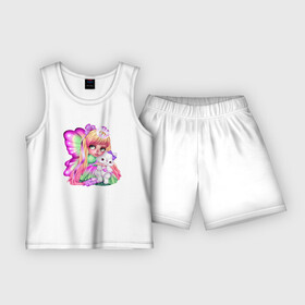 Детская пижама с шортами хлопок с принтом Маленькая принцесса с зайкой в Курске,  |  | девочка | детский | крылья | милая | ребенок