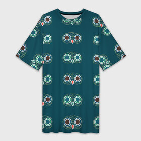 Платье-футболка 3D с принтом Совиный парад в Курске,  |  | Тематика изображения на принте: глаза | клоны | паттерн | перышки | птицы | совы