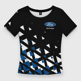 Женская футболка 3D Slim с принтом Ford треугольники в Курске,  |  | b c | bronco | capri | cougar | crown victoria | econoline | econovan | ecosport | edge | escape | falcon | ford | max | авто | автомобиль | знак | лого | машина | символ | тачка | форд | форт | эмблема