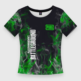 Женская футболка 3D Slim с принтом pubg  зелёное пламя в Курске,  |  | announ | battle | battleground | battlegrounds | game | games | lite | logo | mobile | player | playerunknown | pubg | royale | анноун | батл | батлграунд | згип | игра | игры | лайт | лого | логотип | логотипы | мобайл | онлайн | пабг | плеер |