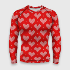 Мужской рашгард 3D с принтом Вязаные Сердечки в Курске,  |  | Тематика изображения на принте: hearts | knitted | lace | red | white | белый | вязанные | красный | кружево | сердечки | сердца