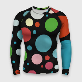 Мужской рашгард 3D с принтом Разноцветные круги на чёрном фоне в Курске,  |  | circle | color | conposition | fashion | композиция | круг | мода | цвет
