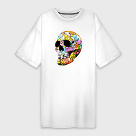 Платье-футболка хлопок с принтом Art cool skull в Курске,  |  | art | color | graffiti | jaw | skull | star | teeth | граффити | звезда | зубы | искусство | пасть | цвет | череп