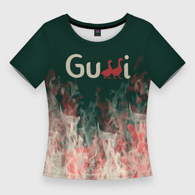 Женская футболка 3D Slim с принтом gucci  огонь в Курске,  |  | fasion | gold | gucci | gussi | trend | гусси | гуччи | золото | золотой | мода | одежда | тренд | тренды