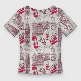 Женская футболка 3D Slim с принтом OLD LONDON в Курске,  |  | big ben | british | city | english | europe | kingdom | red | retro | tourism | travel | uk | vintage | английский | биг бен | британский | великобритания | винтажный | город | европа | классика | королевство | красный | лондон | путешествия | р