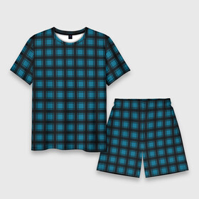 Мужской костюм с шортами 3D с принтом Black and blue plaid в Курске,  |  | black and blue | plaid | plaid pattern | клетка | клетчатый узор | синий | черный | шотландка