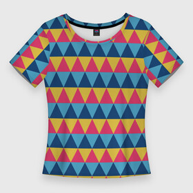 Женская футболка 3D Slim с принтом Калейдоскоп  цветные треугольники в Курске,  |  | абстрактные | абстракция | геометрия | классика | классические | нейтральные | спокойные | узор | узоры
