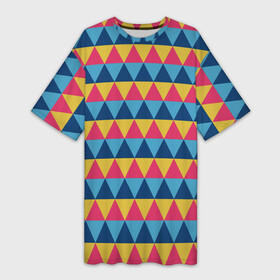 Платье-футболка 3D с принтом Калейдоскоп  цветные треугольники в Курске,  |  | абстрактные | абстракция | геометрия | классика | классические | нейтральные | спокойные | узор | узоры