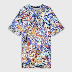 Платье-футболка 3D с принтом Летний красочный паттерн в Курске,  |  | color | fashion | impressionism | paint | pattern | splashes | summer | абстракция | брызги | импрессионизм | краска | лето | мода | паттерн | цвет
