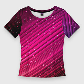 Женская футболка 3D Slim с принтом Cosmic Radiance в Курске,  |  | abstraction | black | bright | celestial | constellation | energy | galaxy | luminous | neo | sky | stars | surreal | universe | абстракция | вселенная | галактика | звезды | небесный | небо | неон | светящийся | созвездие | сюрреалистичный | черный | эне