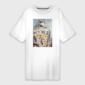 Платье-футболка хлопок с принтом Souvenir of Florence в Курске,  |  | абстракция | ваза | винтаж | геометрия | картина | классика | минимализм | отражение | синий | треугольник | экспрессионизм