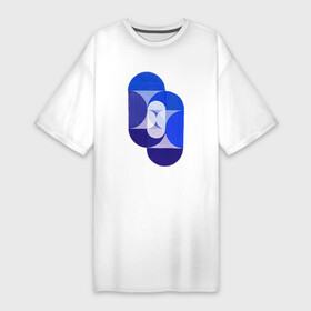 Платье-футболка хлопок с принтом Key Blue в Курске,  |  | абстракция | винтаж | геометрия | культура | минимализм | паттерн | синий | текстура
