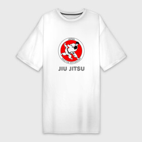 Платье-футболка хлопок с принтом Jiu Jitsu: since 16 century в Курске,  |  | белый | боевые искусства | желтый | спорт | япония