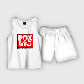 Детская пижама с шортами хлопок с принтом Boxing team russia в Курске,  |  | Тематика изображения на принте: boxer | boxing | mma | national team | russia | бокс | боксер
