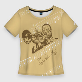 Женская футболка 3D Slim с принтом Великий джазмен  Луис Армстронг в Курске,  |  | армстронг | джаз | игра | музыка | труба
