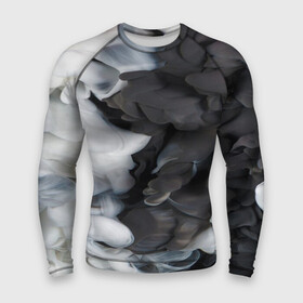 Мужской рашгард 3D с принтом Абстрактная черно белая краска в Курске,  |  | black | paint | white | белая | краска | черная