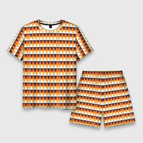Мужской костюм с шортами 3D с принтом Треугольники на оранжевом фоне в Курске,  |  | абстрактные | классика | классические | нейтральные | спокойные | узор | узоры