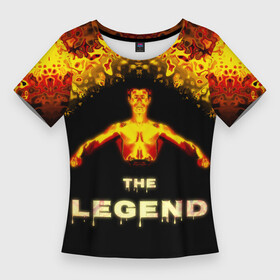 Женская футболка 3D Slim с принтом Кунг фу легенда Брюс Ли в Курске,  |  | боец | брюс ли | кунг фу | кунгфу | легенда | мастер | огненный